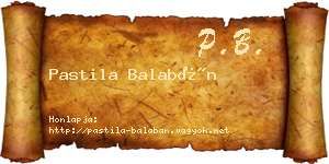 Pastila Balabán névjegykártya